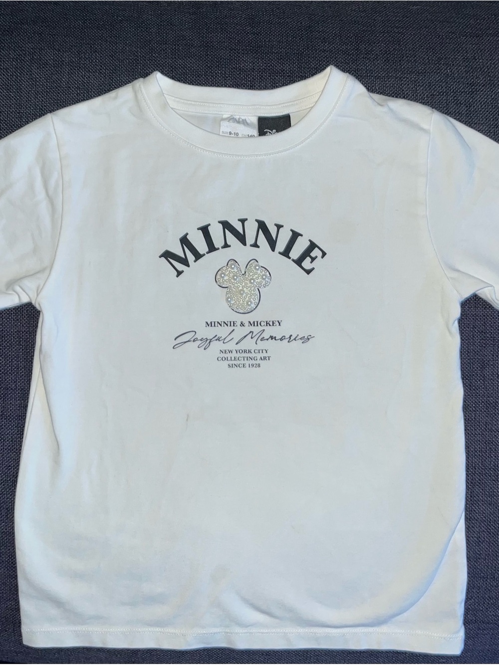 Zara White Minnie Graphic Short Sleeve Tee